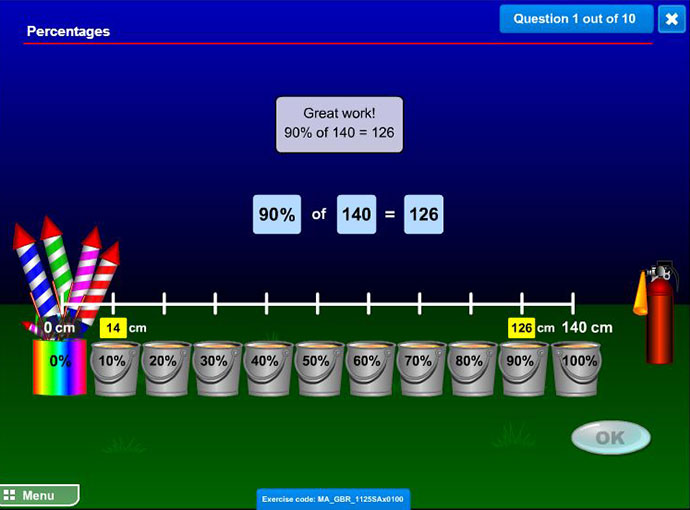 Maths-Whizz exercise from Year 6 - Percentages